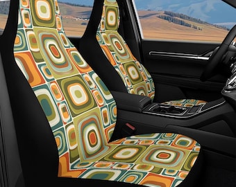 Retro MCM Car Seat Covers: Waterproof 60s 70s Style