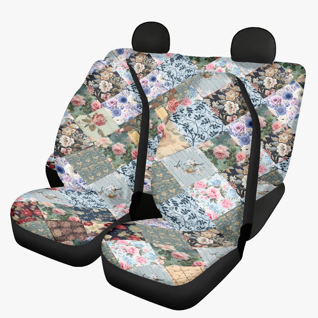 Floral Patchwork Car Seat Covers: Vintage Shabby Chic Style (3 Pcs) - Etsy