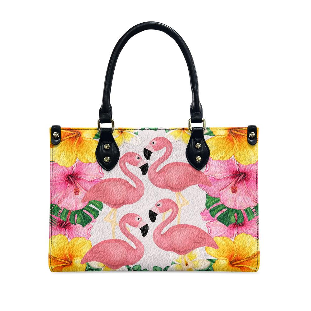 Pink Flamingo Floral Handbag: Boho Tropical Tote Bag - Etsy display picture 1