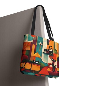 Atomic Cat Art Tragetasche: Buntes MCM Design Bild 10