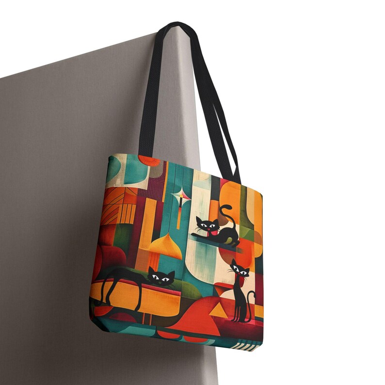 Atomic Cat Art Tragetasche: Buntes MCM Design Bild 10