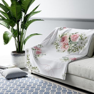 Rosa Rosen Sherpa Fleece Decke: Shabby Chic Cottage Überwurf