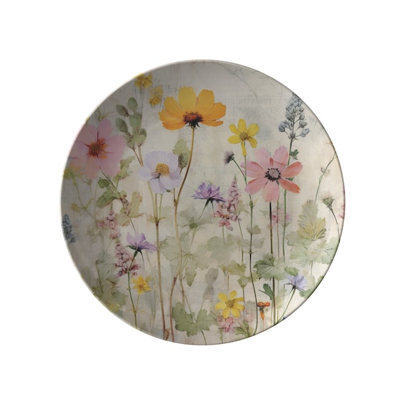 Cottage Garden 1994 花のカレンダー プレート Wildflower Cottage Garden, Spring Design, 10 Inch Dinner Plate - Etsy