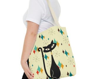 Retro Atomic Cat Tragetasche: Franziskaner Starburst Stil