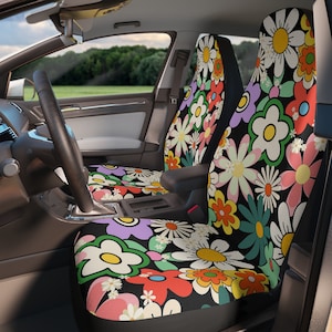 Retro car seat covers, Retro Groovy car seat covers, vehicle car accessories, car interior decor