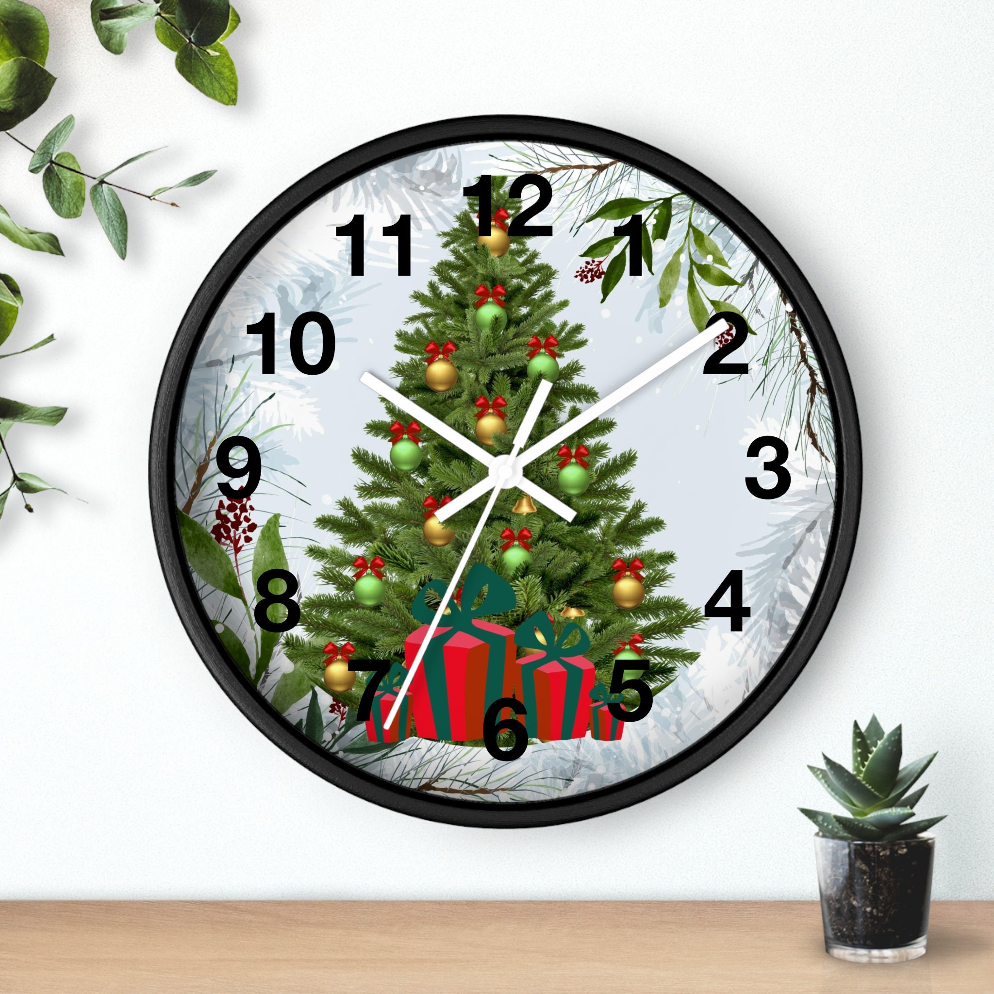 Christmas Tree Wall Clock, Kitchen Clock, Xmas Home Decor - Etsy