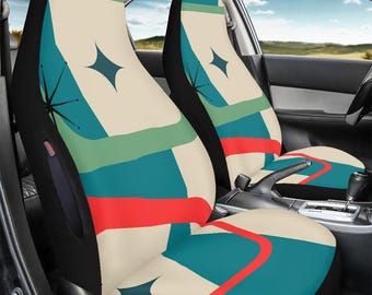 MCM Geometric Car Seat Cover Set: Water-Resistant, Airbag Compatible