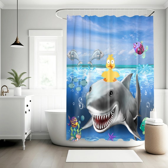 Shark shower curtain deals