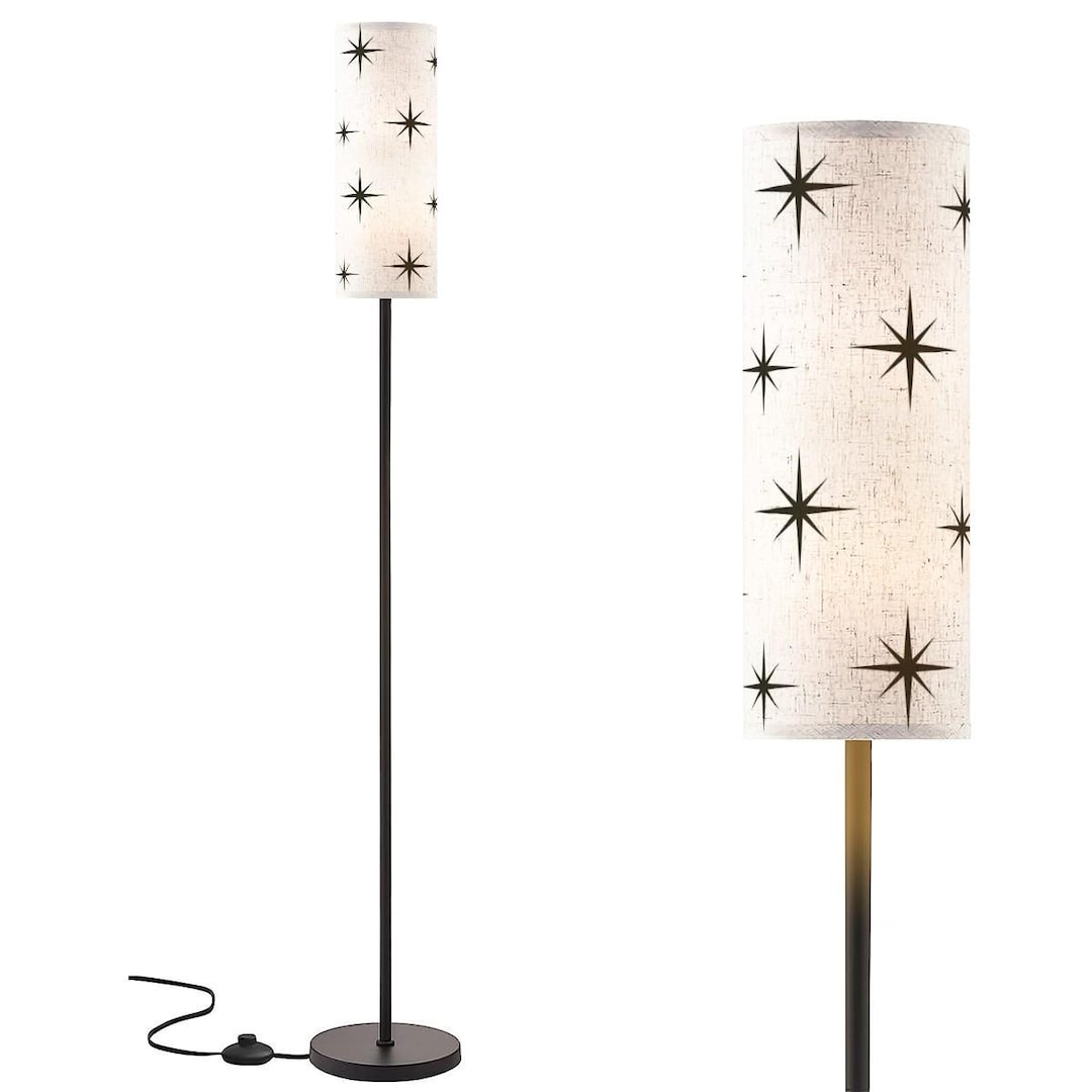 Starburst Floor Lamp: Mid-century Modern Linen Shade (made in USA) - Etsy