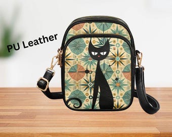 Atomic Cat Crossbody Bag: Mid-Century Modern Starburst Purse