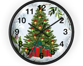Horloge murale de sapin de Noël, horloge de cuisine, décoration de Noël pour la maison