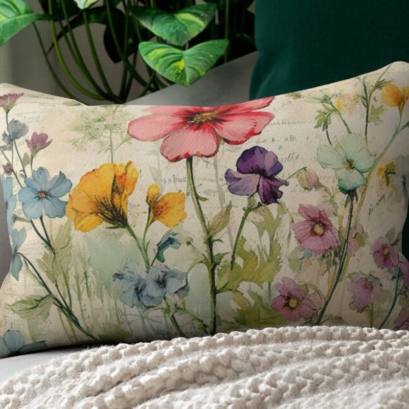 Lumbar Pillow w/ Tufted Flowers main image 1