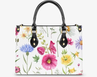 Wildflower Tote Bag: Floral PU Leather Shoulder Bag