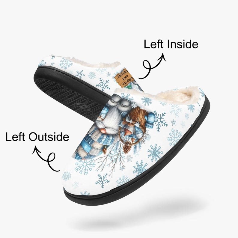 Pantuflas mullidas de gnomo de invierno, zapatillas de casa, regalo para amantes de los gnomos, calzado cálido y acogedor. imagen 5