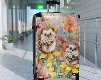 Wildflower Hedgehog Suitcase: Hardshell Rolling Travel Luggage