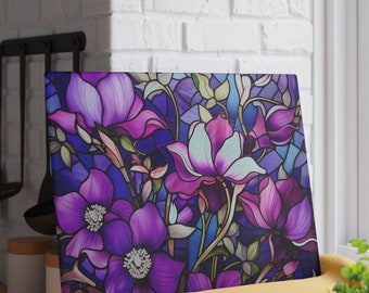 Lavender Dreams: Stained Glass look Inspired Glass Cutting Board