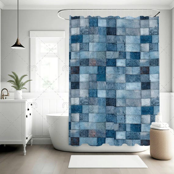 3D Rideau de Douche Bain Bouddhisme Cascades Tissu+12 Crochets 180180cm