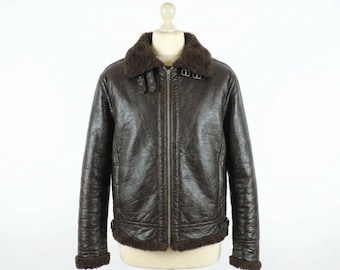 Handmade Brown Lambskin Aviator Jacket: Faux Shearling Winter Coat