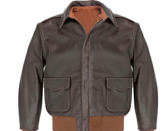 Mens Brown Leather Aviator Bomber Jacket: Distressed G1 Flight Jacket