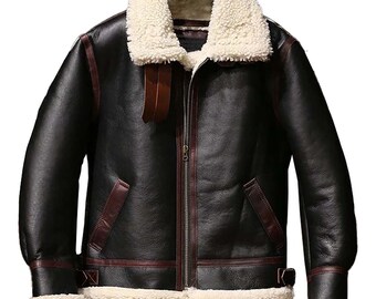 Handmade Lambskin B3 Bomber Jacket: Shearling Aviator Coat