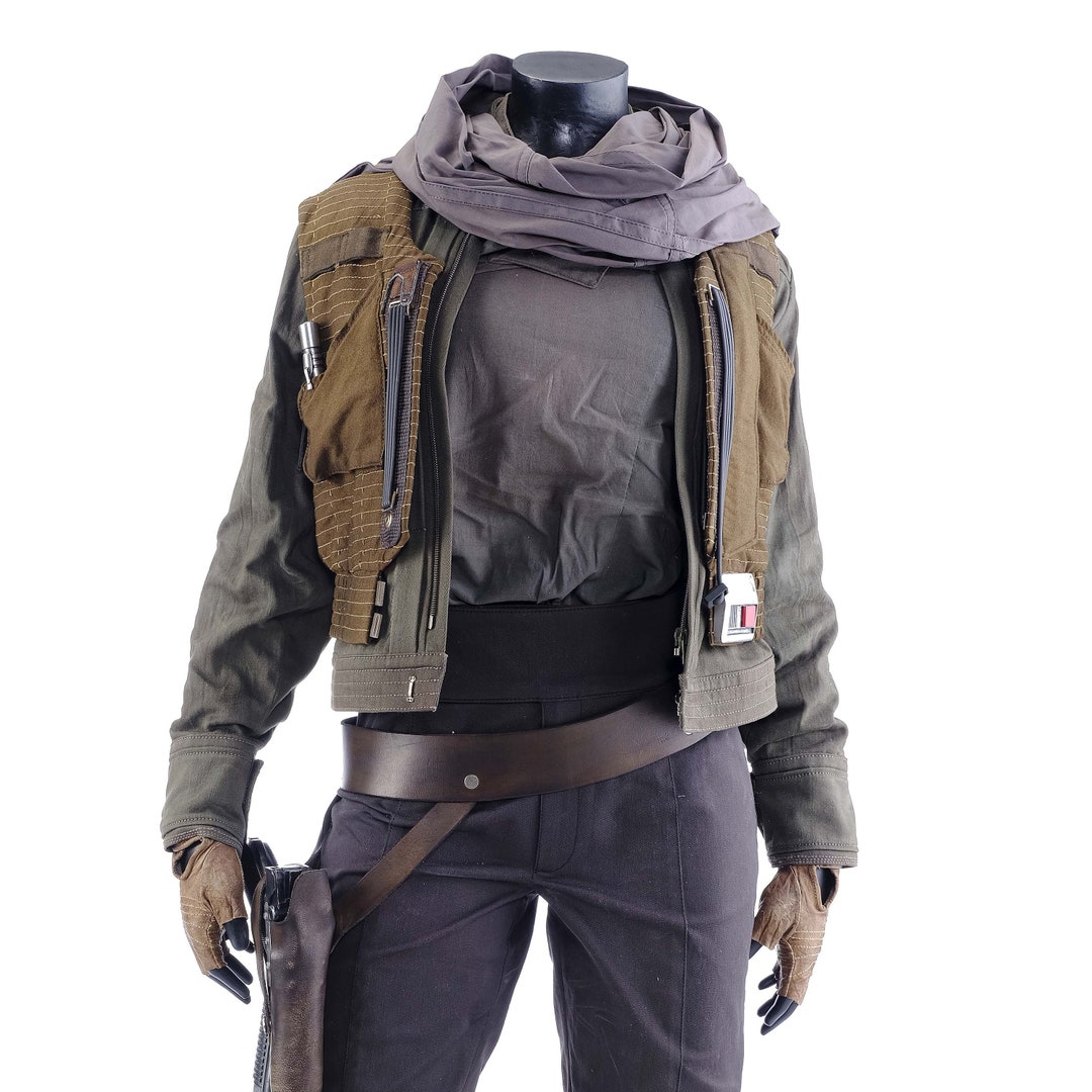 Rogue One A Star Wars Story Jyn Erso Cosplay Grey Jacket Vest Trouser Scarf Costume Etsy