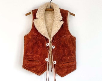 Burgundy String Hoodie Faux Fur Suede Leather Vest Jacket Red Maroon Full Zip Hoody Hooded Sleeveless Sweater Vintage Jacket