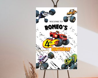 BLAZE Birthday Sign Template, Kids Birthday Poster, Monster Truck Birthday Poster Printable, Foam Poster, Fully Customizable