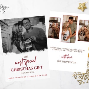 O modelo de cartão de Natal para presente de Natal MAIS ESPECIAL, cartão de Natal para anúncio de gravidez, para impressão ou digital, totalmente personalizável