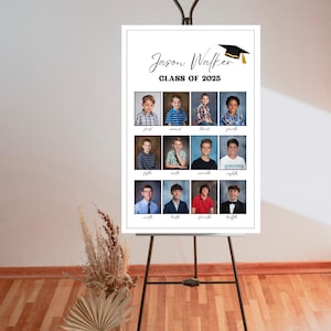 Plantilla de póster con fotos de graduación de GAD CAP, póster con 12 fotografías escolares, póster imprimible en cartón pluma, totalmente personalizable