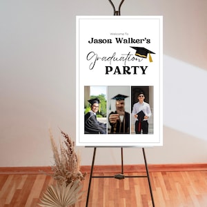 Plantilla de póster de bienvenida para fiesta de graduación de GAD CAP, graduado, anuncio de graduación, póster de cartón pluma imprimible, totalmente personalizable