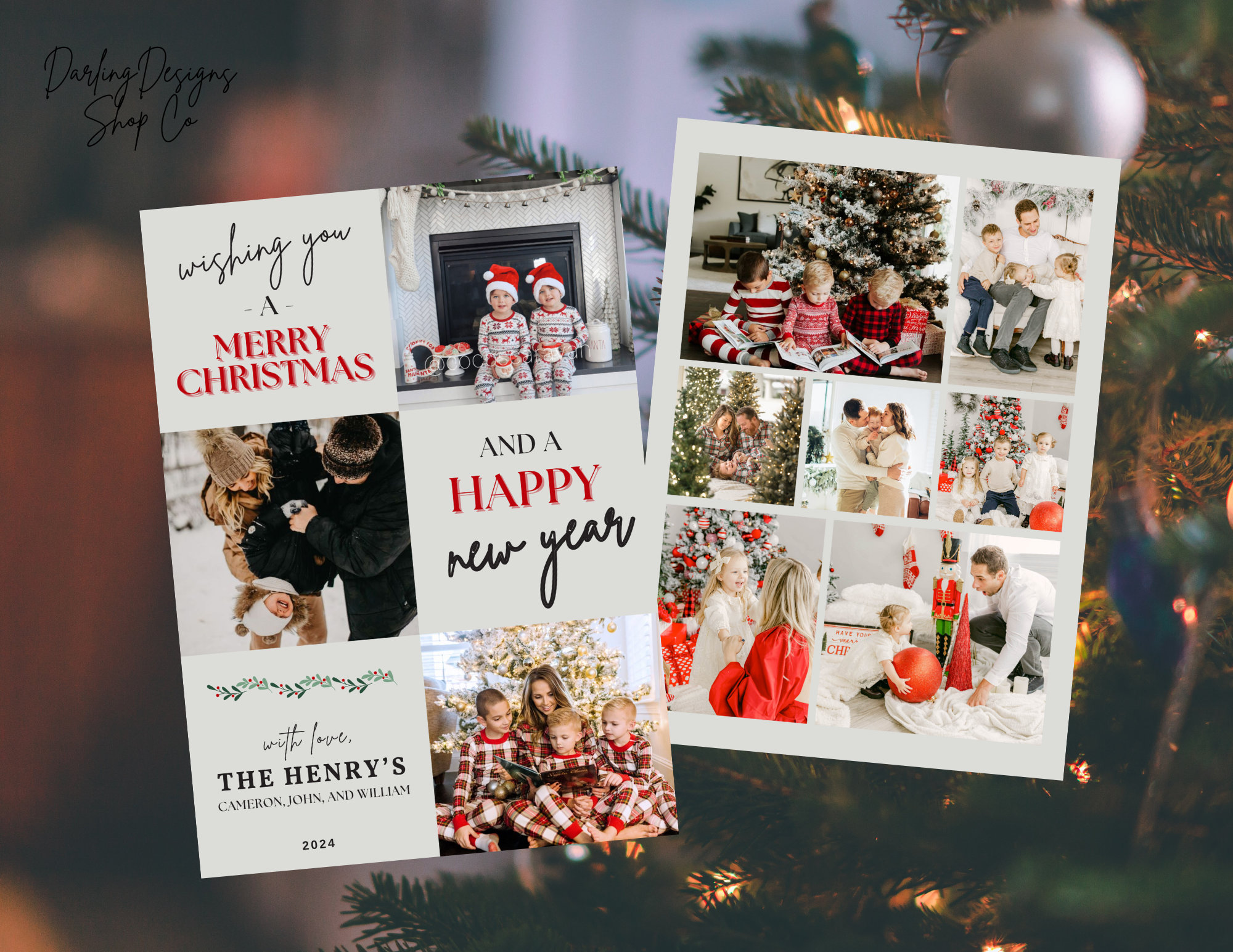 メリークリスマスと幸せな新年をお祈りします。家族向けクリスマスカードテンプレート、ホリデーカード、印刷またはデジタル、完全にカスタマイズ可能 -  Etsy 日本, image size:2000x1545