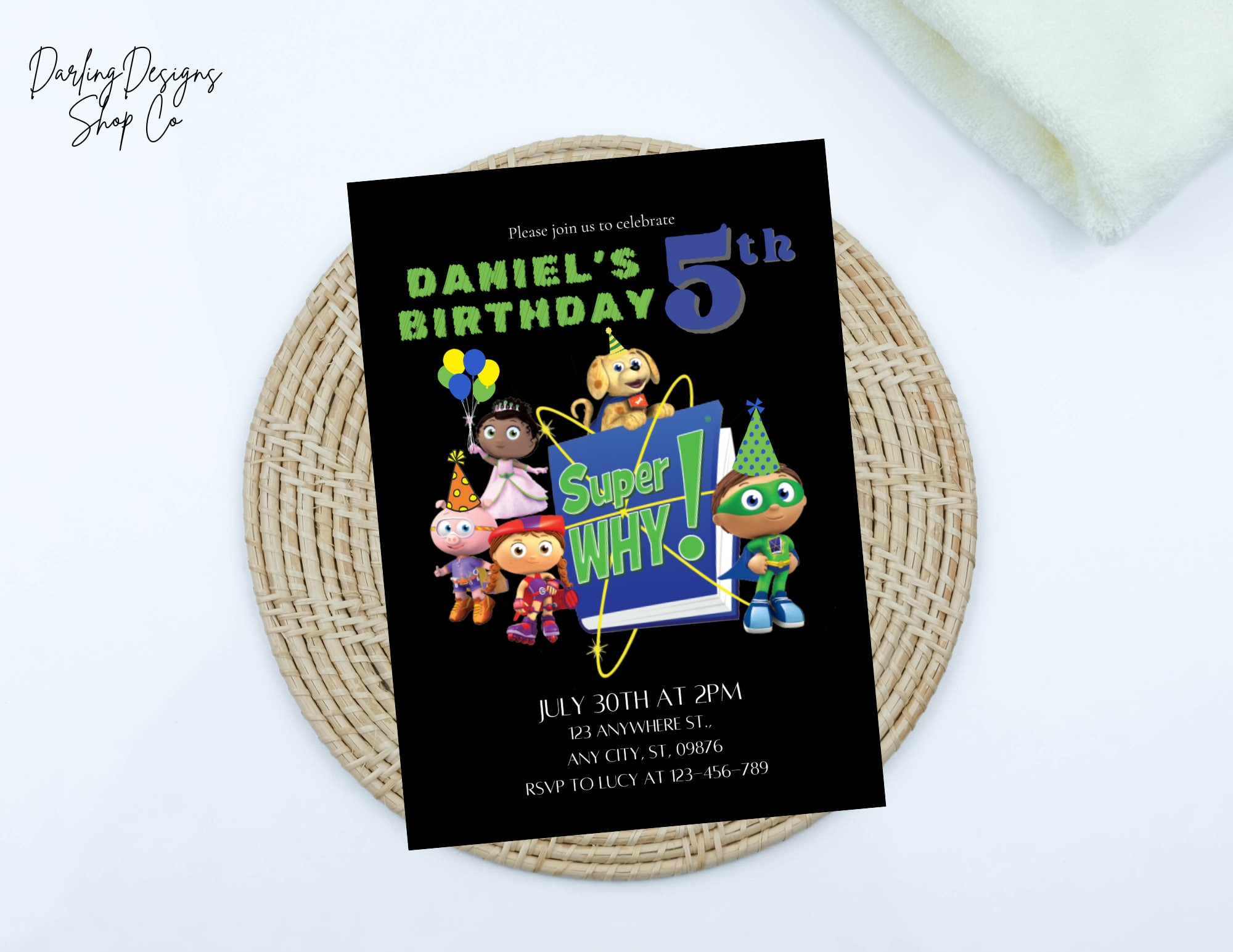 SUPER WHY Birthday Invitation Template, Kids Birthday Invitation, Super ...