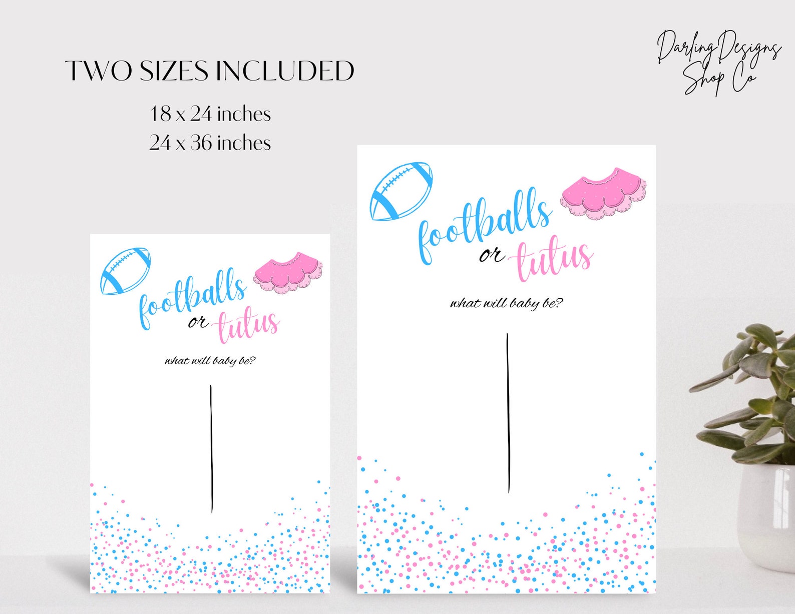 FOOTBALLS OR TUTUS Gender Reveal Guess the Gender Game Template, Baby ...