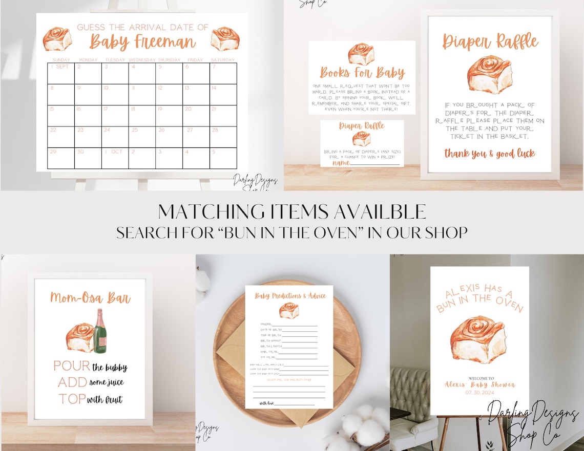 BUN IN the OVEN Baby Shower Invitation Template, Cinnamon Bun Baby ...