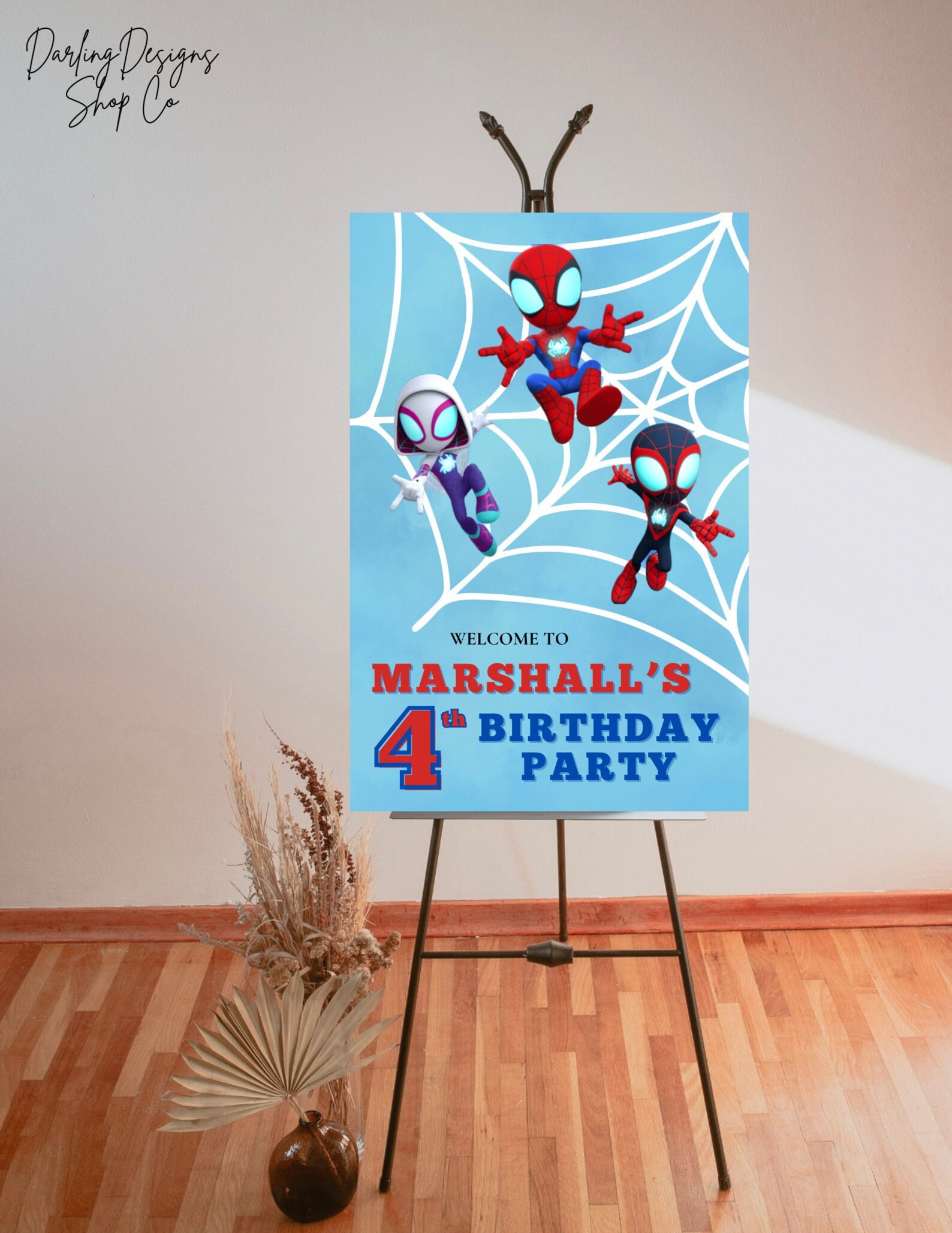 SPIDEY AND FRIENDS Birthday Sign Template, Kids Birthday Poster ...