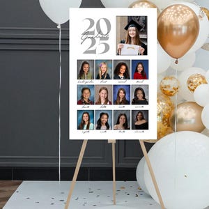 FOTOS FIESTA DE GRADUACIÓN Plantilla de póster de fotos de graduación, póster con 13 fotografías escolares, póster imprimible en cartón pluma, totalmente personalizable