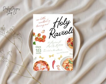 HOLY RAVIOLI FIRST Birthday Invitation Template, Our Little Meatball Is One, Italian Birthday Invite, Printable or Evite, Fully Customizable