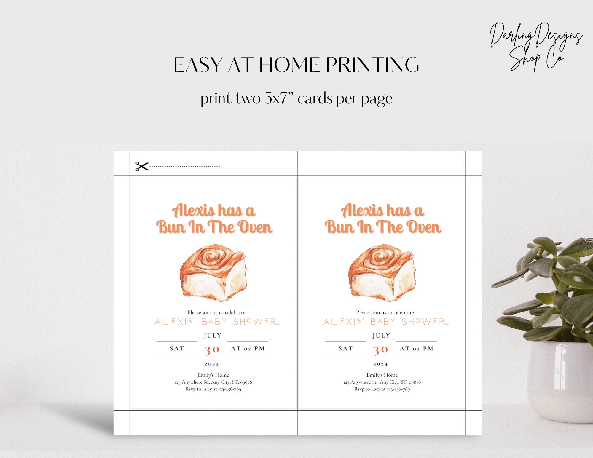 BUN IN the OVEN Baby Shower Invitation Template, Cinnamon Bun Baby ...