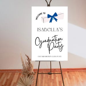 Plantilla de póster de bienvenida para fiesta de graduación de diploma, graduado, anuncio de graduación, póster de cartón pluma imprimible, totalmente personalizable