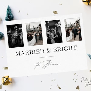 MARRIED AND BRIGHT Weihnachtskarten Vorlage, erstes Weihnachten verheiratet, Mr. & Mrs. Weihnachten, druckbar oder digital, vollständig anpassbar