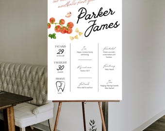 HOLY RAVIOLI MILESTONE Sign Template, First Birthday Baby Milestones, Our Little Meatball Poster, Printable, Foam Poster, Fully Customizable
