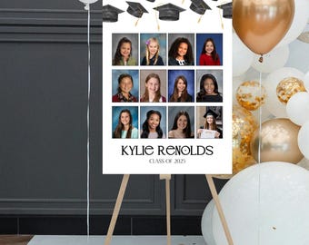 FLYING GRADUATION CAPS Graduation Photos Poster Template, 12 School Picture Poster, Printable Foam Board Poster, Fully Customizable