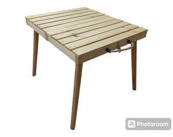 wooden table, wooden camping table, portable table, garden table, picnic table, folding table, bag table