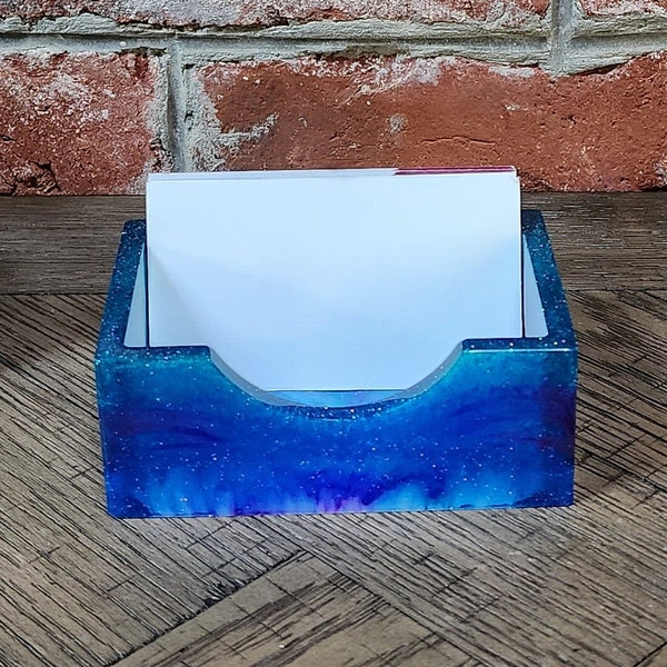 Handmade Resin Business Card Holder - Unique Desk Accessory and Gift