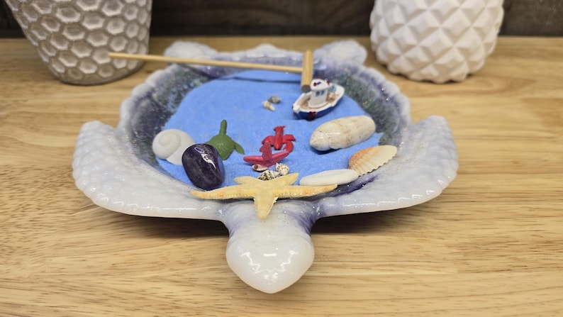 Sand Box Mini Shell Resin Turtle Zen Garden: Beach Sand Box With Miniatures - Etsy