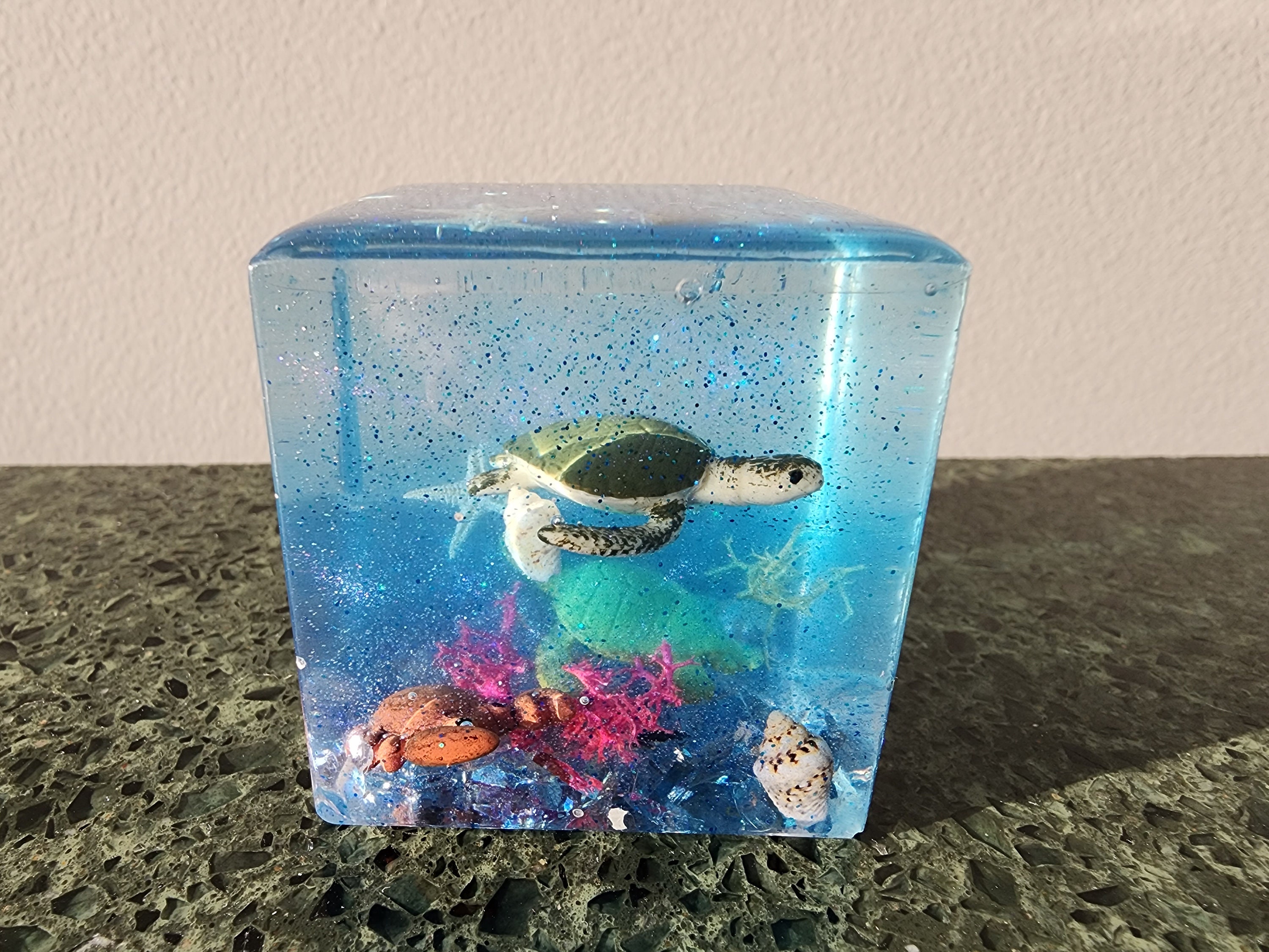 Turtle Cube Ocean Resin Turtle and Lobster Cube - Etsy