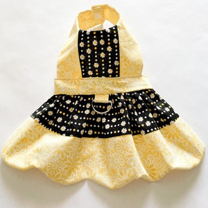 Yellow Summer Sunflower Dog Dress and Harness