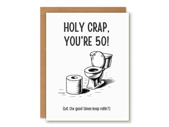 Holly Crap! Funny Toilet Greeting Card - Any Age, Hilarious Toilet Paper Card - Personalized Age - 5x7, Cute Toilet Pun Card