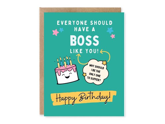 Birthday Card For Boss, Cute Birthday Card for Boss, Greeting Card From Coworker