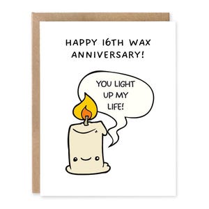 Carte d'anniversaire de 16 ans, carte d'anniversaire de cire pour lui ou elle, carte d'anniversaire de 16 ans amusante avec jeu de mots, cadeau pour mari, cadeau mignon pour femme